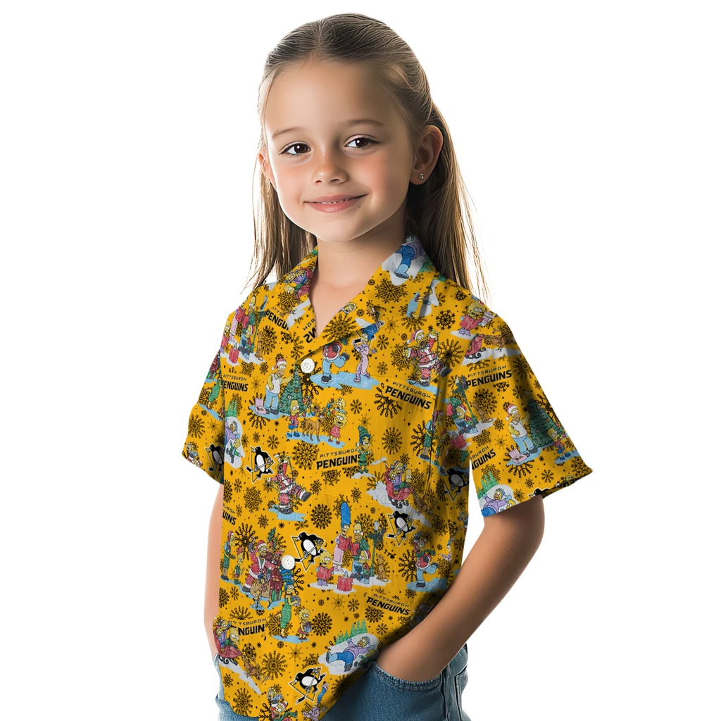 Pittsburgh Penguins Hawaiian Shirt - Simpsons Christmas pittsburgh penguins simpsons christmas yellow hawaiian shirts premium grade
