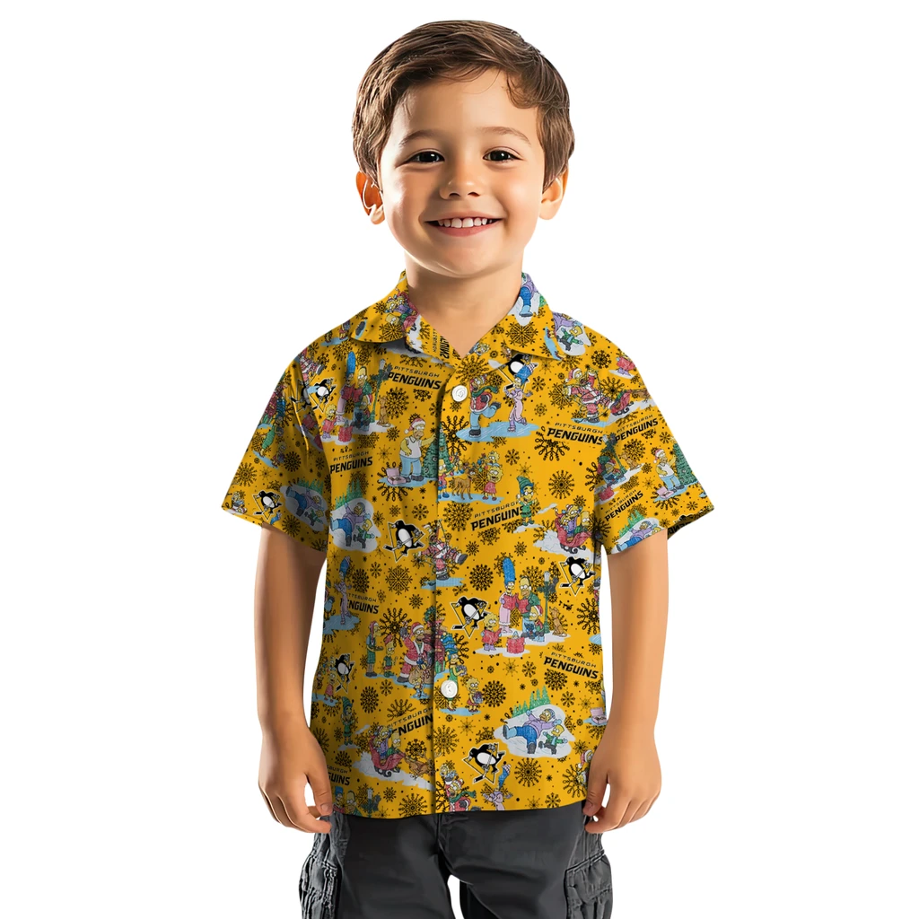 Pittsburgh Penguins Hawaiian Shirt - Simpsons Christmas pittsburgh penguins simpsons christmas yellow hawaiian shirts top rated