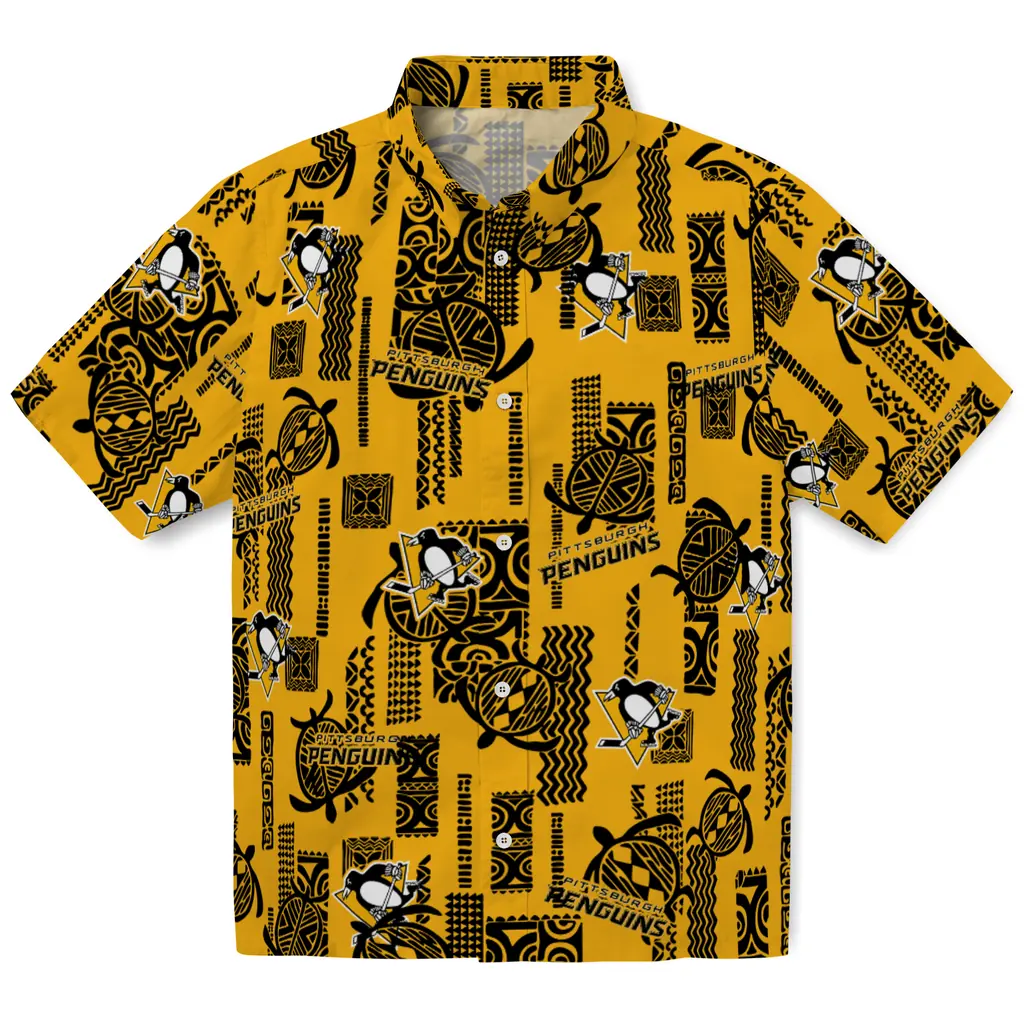 Pittsburgh Penguins Hawaiian Shirt - Turtle Lines pittsburgh penguins turtle lines yellow hawaiian shirts best selling
