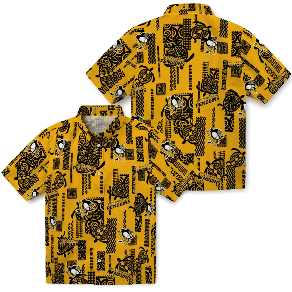 Pittsburgh Penguins Hawaiian Shirt - Turtle Lines pittsburgh penguins turtle lines yellow hawaiian shirts high quality