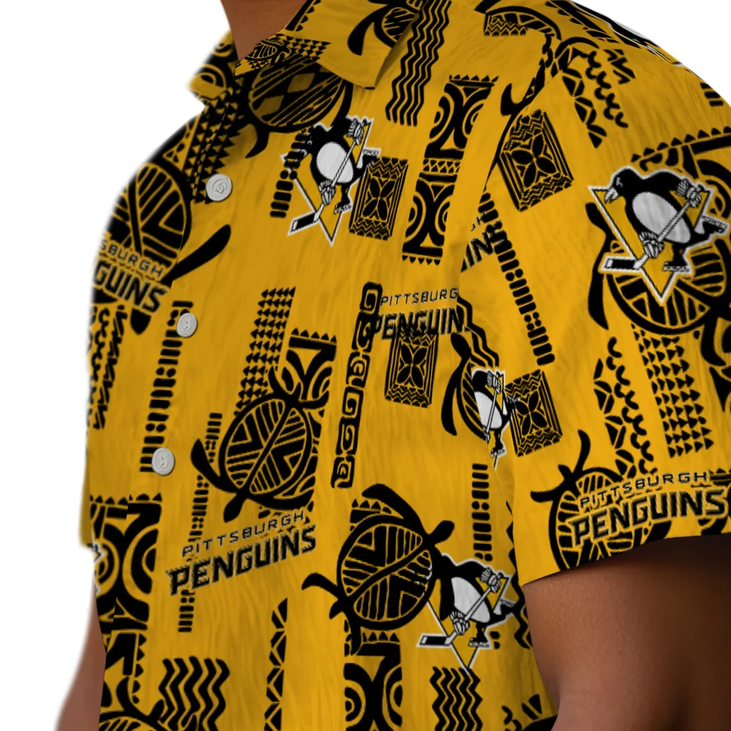 Pittsburgh Penguins Hawaiian Shirt - Turtle Lines pittsburgh penguins turtle lines yellow hawaiian shirts trendy