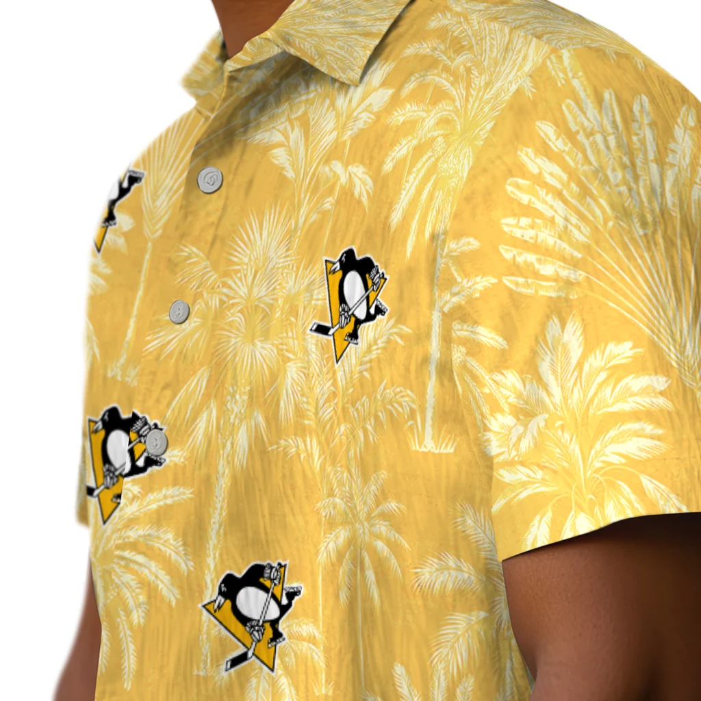 Pittsburgh Penguins Hawaiian Shirt - Vintage Palm Tree pittsburgh penguins palm shadows yellow hawaiian shirts trendy