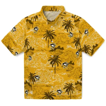 pittsburgh penguins wave palm yellow hawaiian shirts best selling