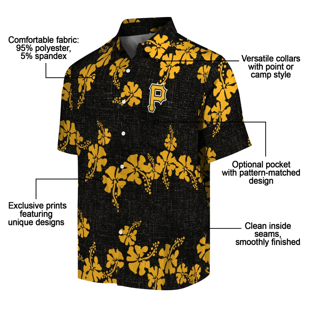 Pittsburgh Pirates Hawaiian Shirt - 50th State Flower pittsburgh pirates hibiscus petals black hawaiian shirts new arrival