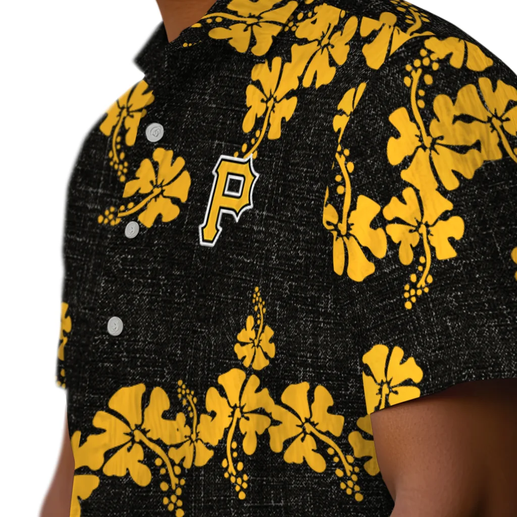 Pittsburgh Pirates Hawaiian Shirt - 50th State Flower pittsburgh pirates hibiscus petals black hawaiian shirts trendy