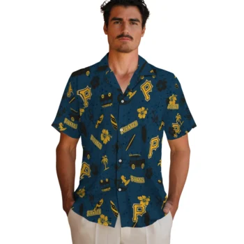 pittsburgh pirates beach vibe navy hawaiian shirts fashion forward