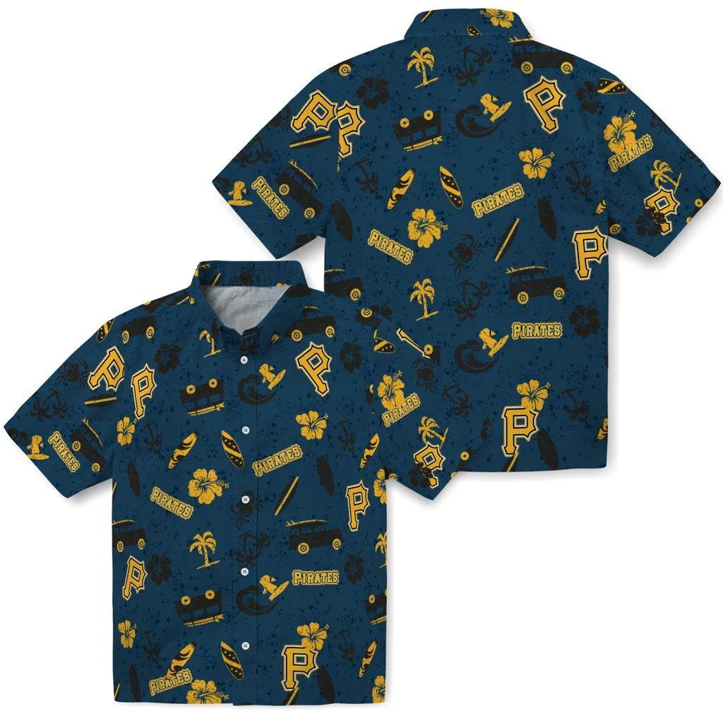 Pittsburgh Pirates Hawaiian Shirt - Beach Vibe pittsburgh pirates beach vibe navy hawaiian shirts high quality