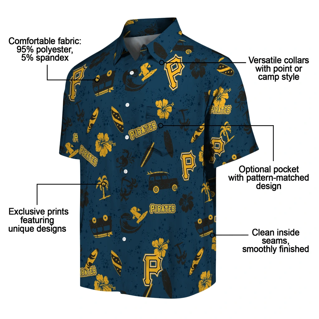 Pittsburgh Pirates Hawaiian Shirt - Beach Vibe pittsburgh pirates beach vibe navy hawaiian shirts new arrival