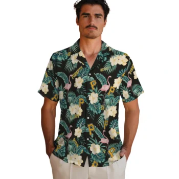 pittsburgh pirates flamingo palms black hawaiian shirts fashion forward