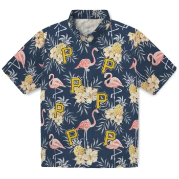pittsburgh pirates flamingo hibiscus navy hawaiian shirts best selling