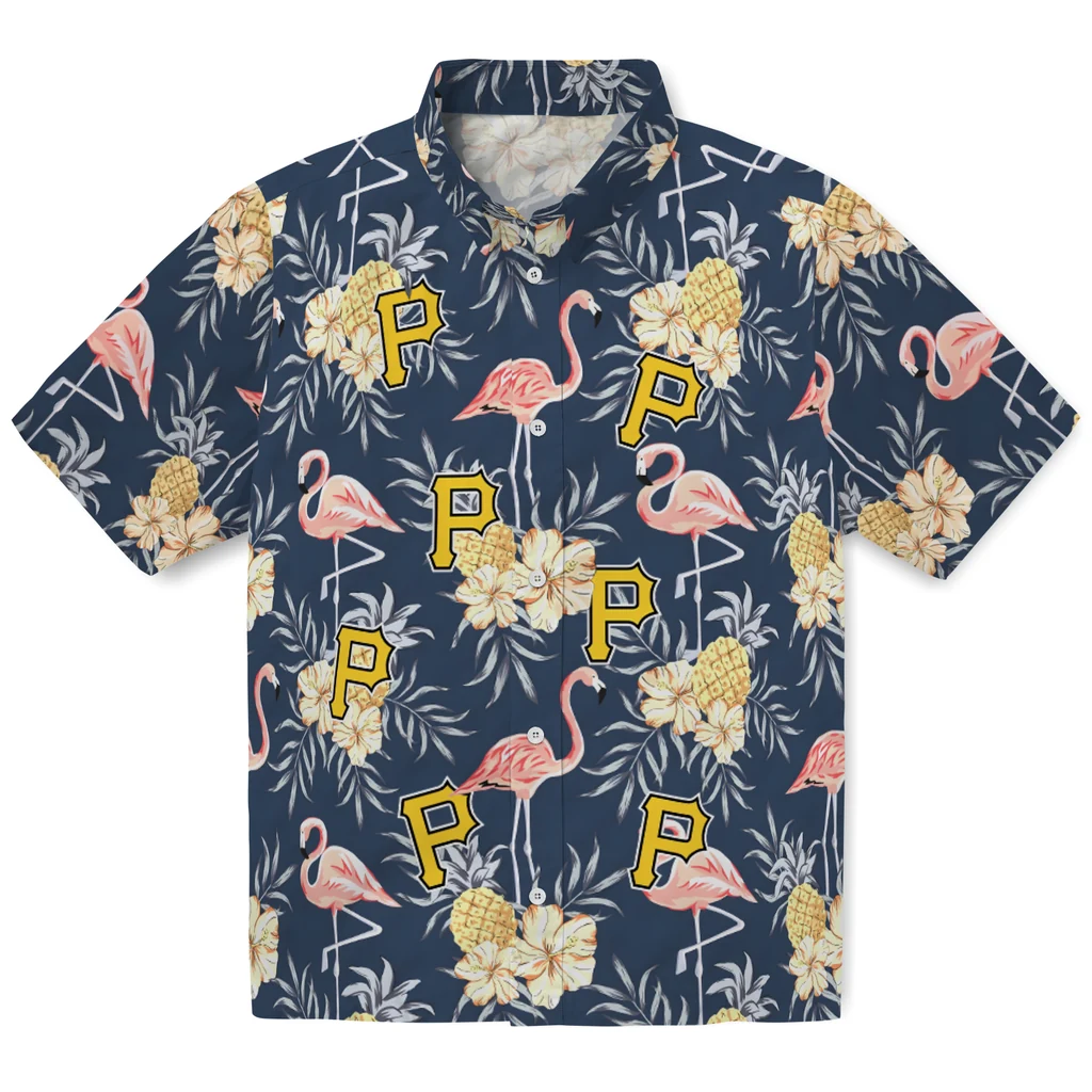Pittsburgh Pirates Hawaiian Shirt - Flamingo Hibiscus pittsburgh pirates flamingo hibiscus navy hawaiian shirts best selling