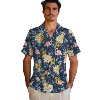pittsburgh pirates flamingo hibiscus navy hawaiian shirts fashion forward