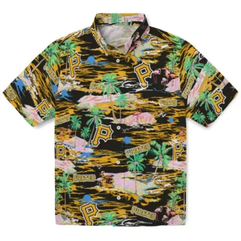 pittsburgh pirates flamingo retreat black hawaiian shirts best selling