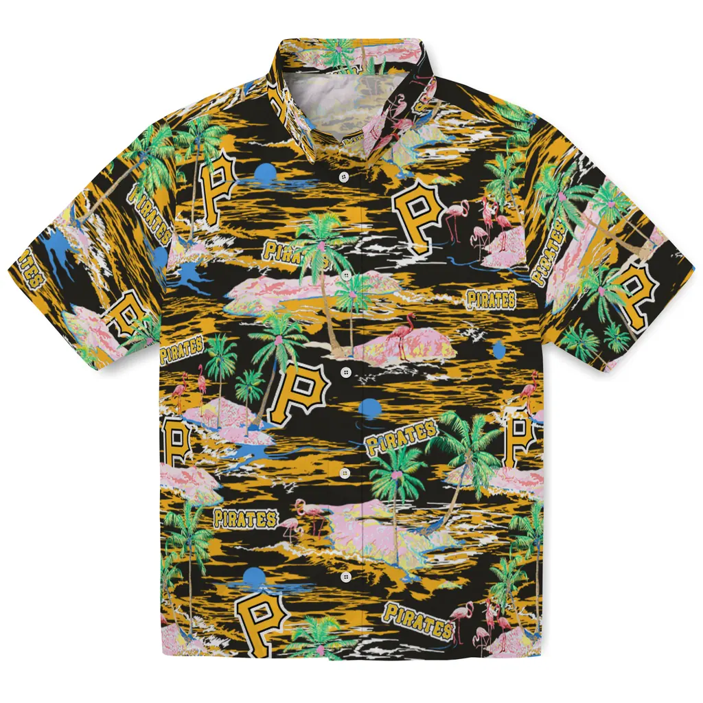 Pittsburgh Pirates Hawaiian Shirt - Hawaii Island pittsburgh pirates flamingo retreat black hawaiian shirts best selling
