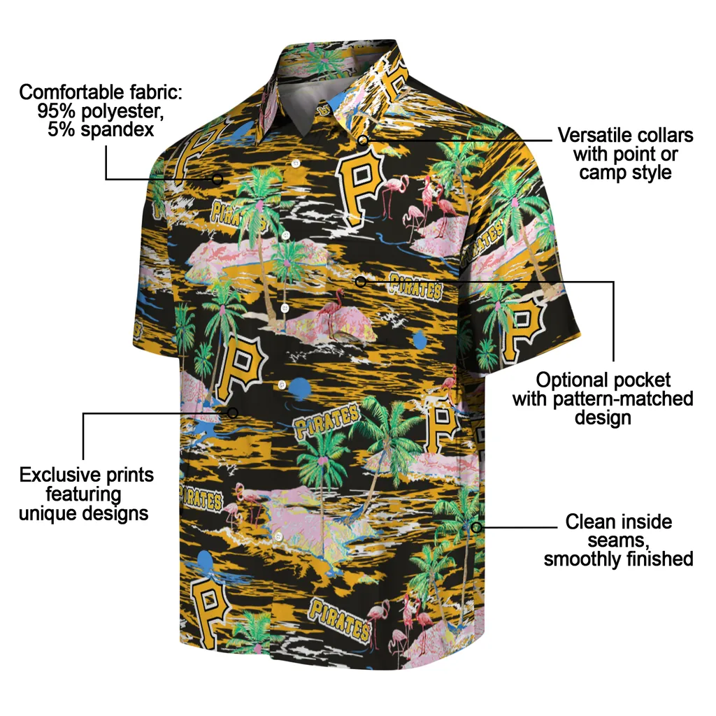 Pittsburgh Pirates Hawaiian Shirt - Hawaii Island pittsburgh pirates flamingo retreat black hawaiian shirts new arrival