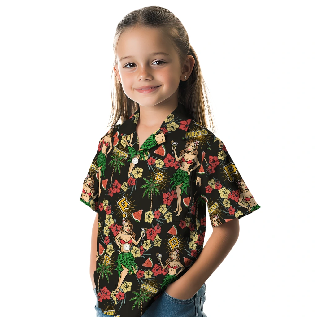 Pittsburgh Pirates Hawaiian Shirt - Hawaiian Girls Design pittsburgh pirates hawaiian girls design black hawaiian shirts premium grade