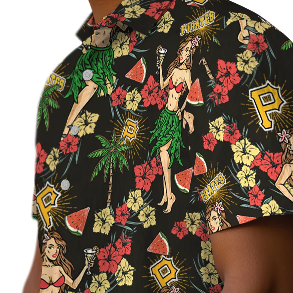Pittsburgh Pirates Hawaiian Shirt - Hawaiian Girls Design pittsburgh pirates hawaiian girls design black hawaiian shirts trendy