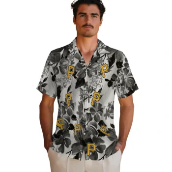 pittsburgh pirates hibiscus arrangement black hawaiian shirts fashion forward