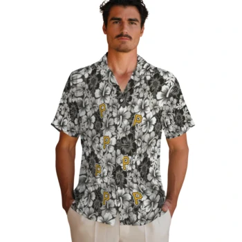 pittsburgh pirates hibiscus blooms black hawaiian shirts fashion forward