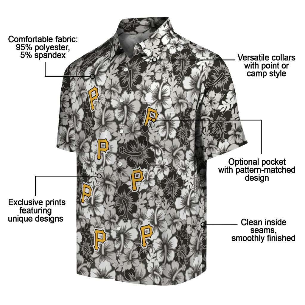 Pittsburgh Pirates Hawaiian Shirt - Hibiscus Blooms pittsburgh pirates hibiscus blooms black hawaiian shirts new arrival