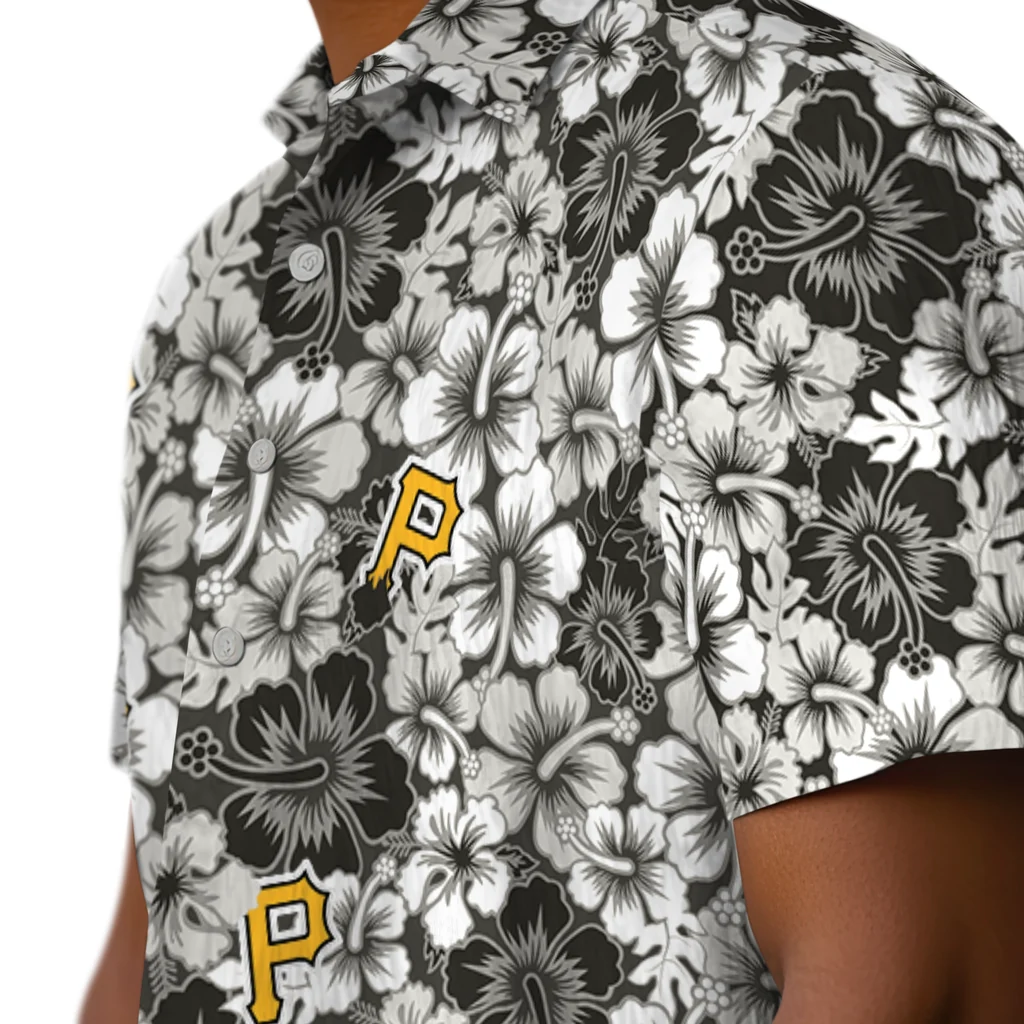 Pittsburgh Pirates Hawaiian Shirt - Hibiscus Blooms pittsburgh pirates hibiscus blooms black hawaiian shirts trendy
