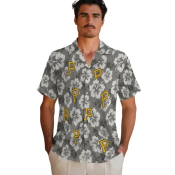 pittsburgh pirates hibiscus cluster black hawaiian shirts fashion forward