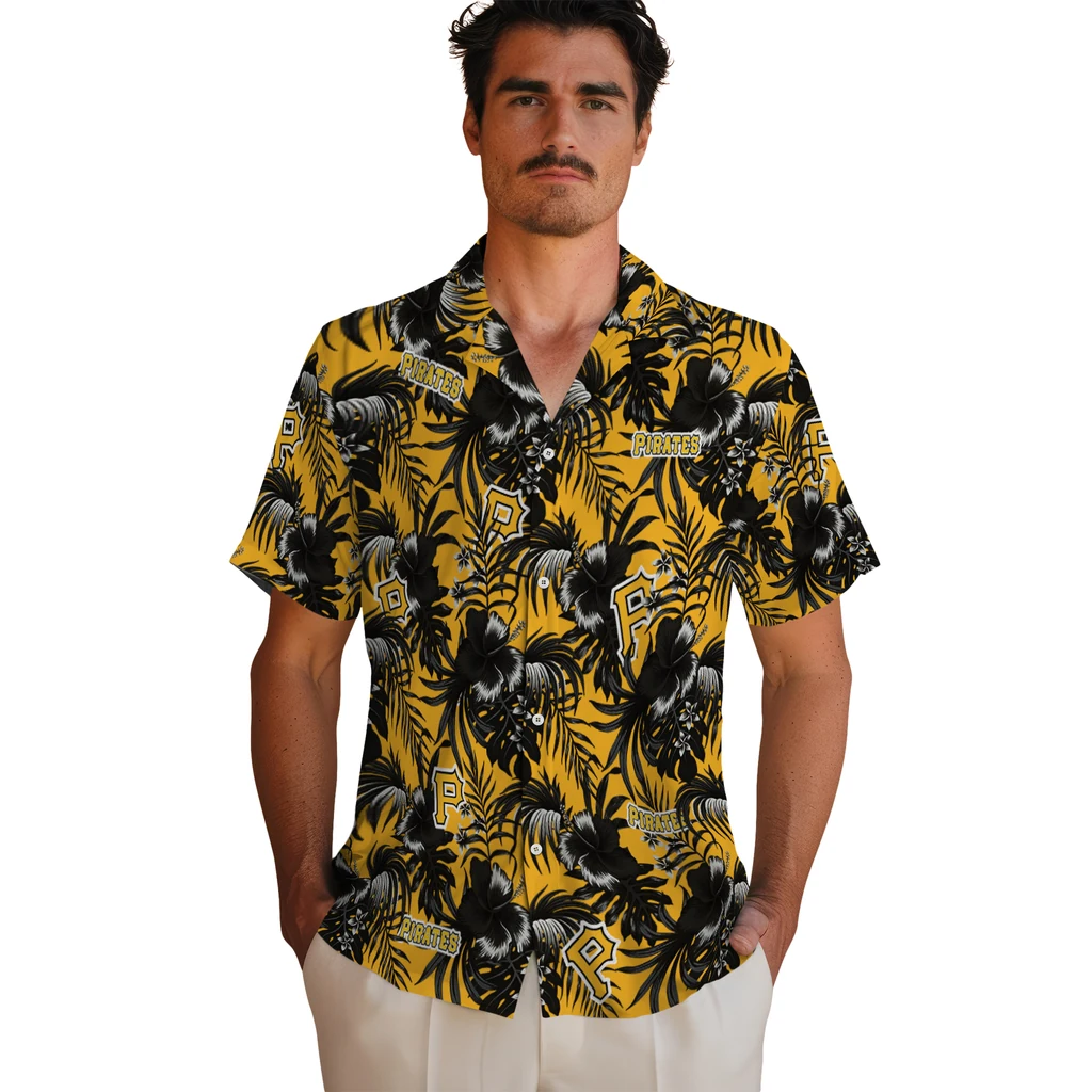 Pittsburgh Pirates Hawaiian Shirt - Hibiscus Exotic pittsburgh pirates hibiscus exotic black hawaiian shirts fashion forward