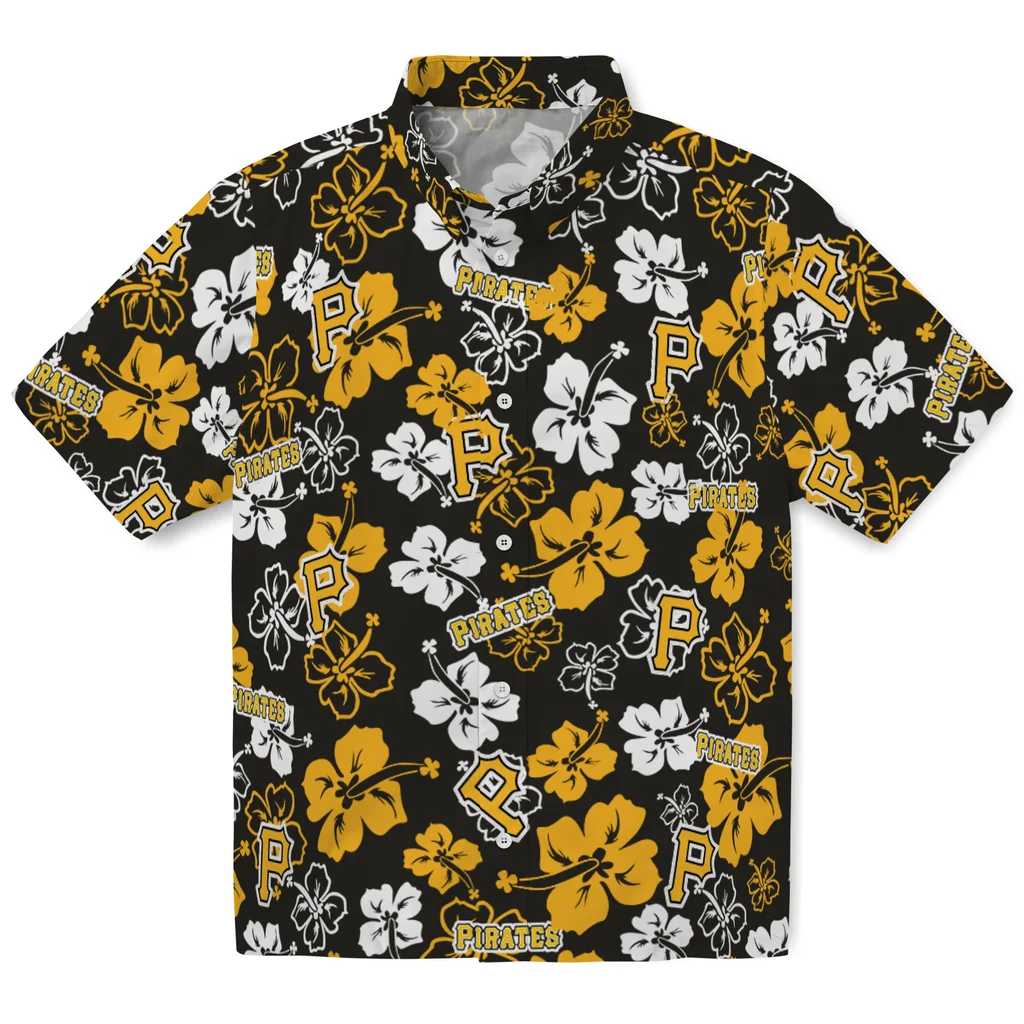 Pittsburgh Pirates Hawaiian Shirt - Hibiscus Flower Design pittsburgh pirates hibiscus bloom black hawaiian shirts best selling