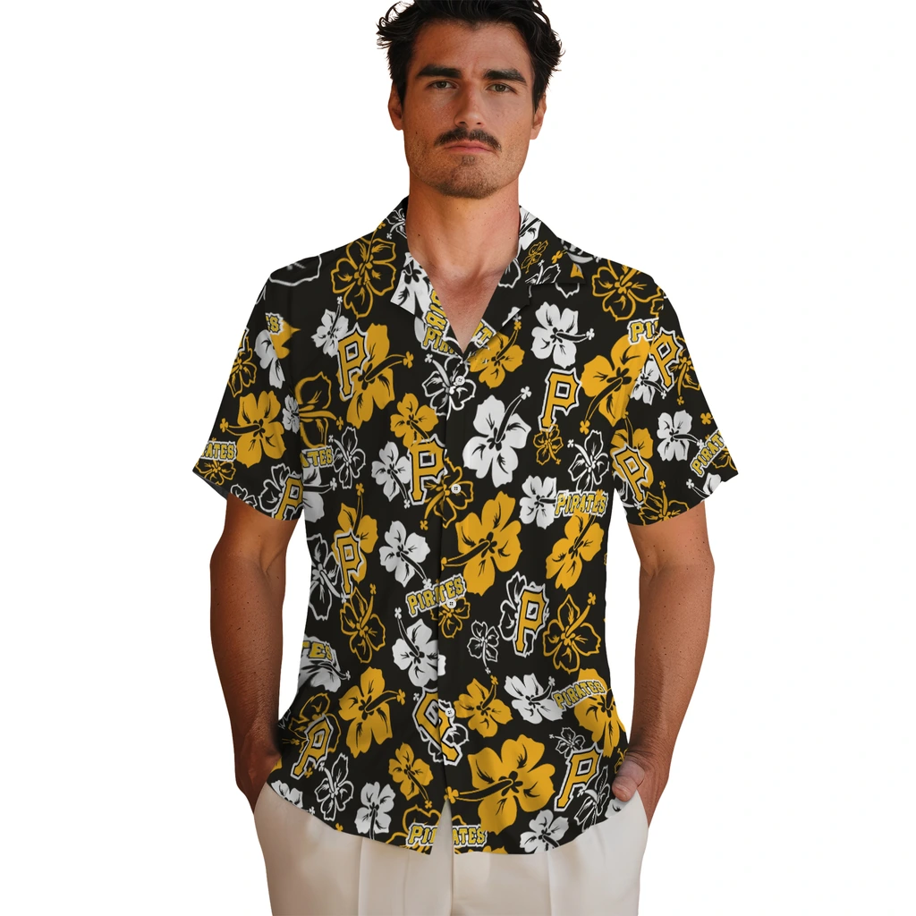 Pittsburgh Pirates Hawaiian Shirt - Hibiscus Flower Design pittsburgh pirates hibiscus bloom black hawaiian shirts fashion forward
