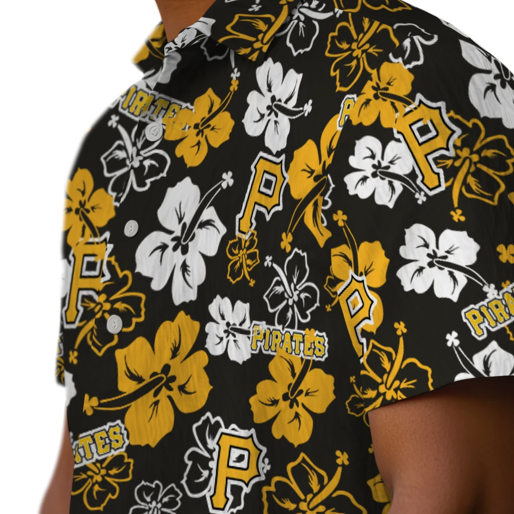 Pittsburgh Pirates Hawaiian Shirt - Hibiscus Flower Design pittsburgh pirates hibiscus bloom black hawaiian shirts trendy