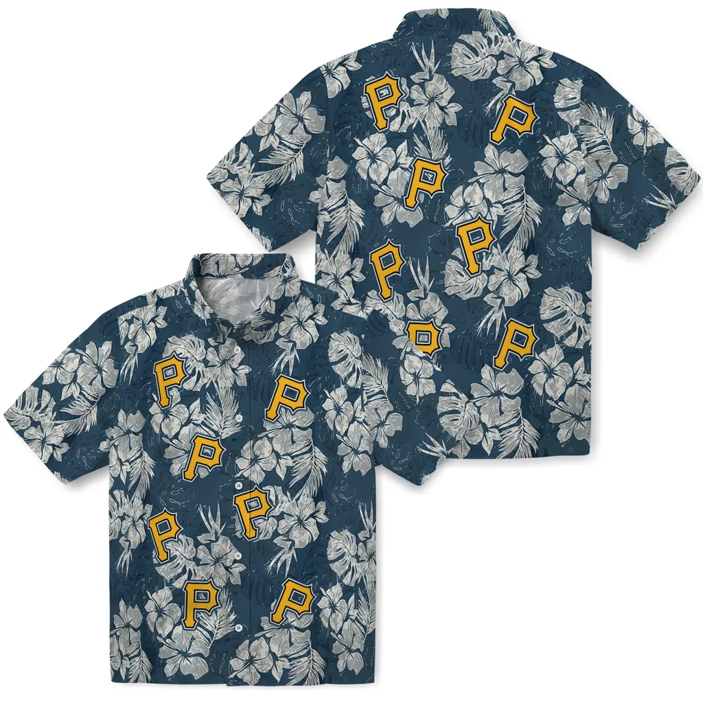 Pittsburgh Pirates Hawaiian Shirt - Hibiscus Flowers pittsburgh pirates hibiscus flowers navy blue hawaiian shirts high quality