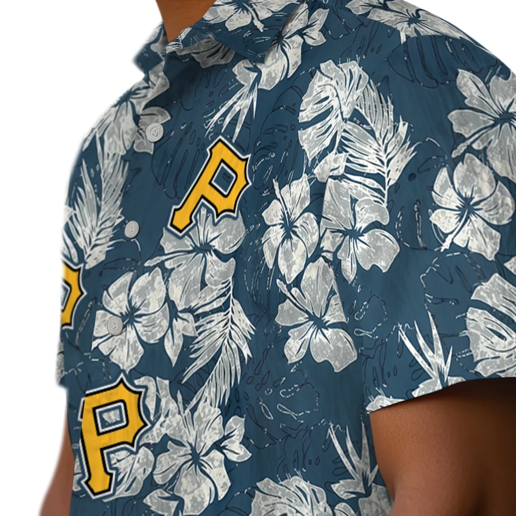 Pittsburgh Pirates Hawaiian Shirt - Hibiscus Flowers pittsburgh pirates hibiscus flowers navy blue hawaiian shirts trendy