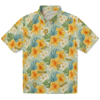 pittsburgh pirates hibiscus mood pale lime yellow hawaiian shirts best selling