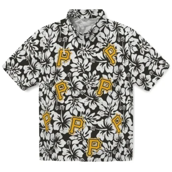 pittsburgh pirates hibiscus motif black white hawaiian shirts best selling