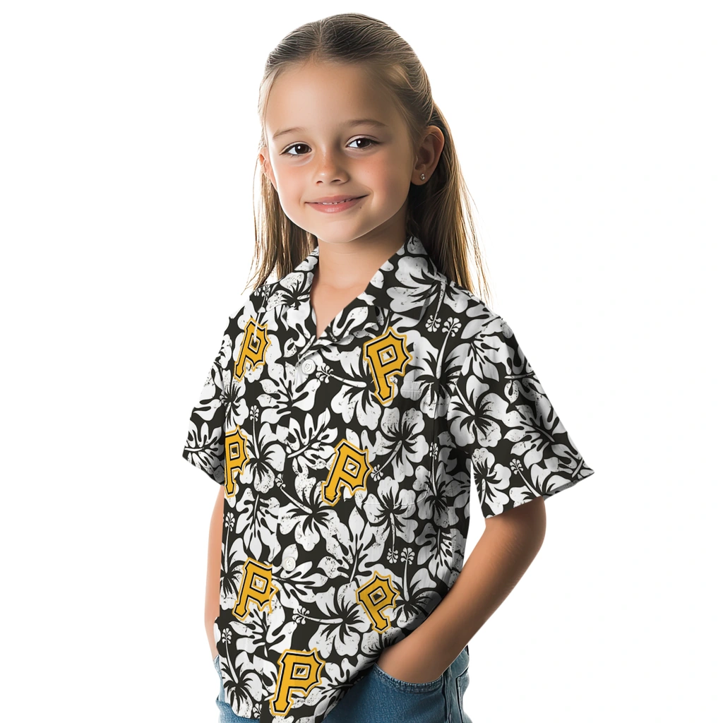 Pittsburgh Pirates Hawaiian Shirt - Hibiscus Motif pittsburgh pirates hibiscus motif black white hawaiian shirts premium grade