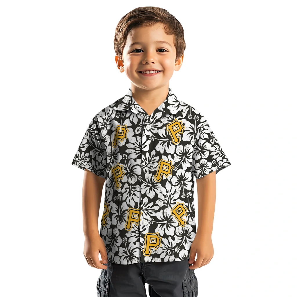 Pittsburgh Pirates Hawaiian Shirt - Hibiscus Motif pittsburgh pirates hibiscus motif black white hawaiian shirts top rated