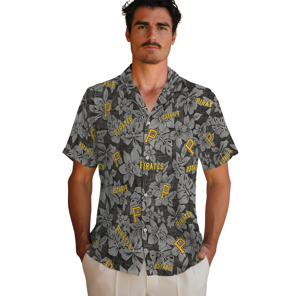 Pittsburgh Pirates Hawaiian Shirt - Hibiscus Oasis pittsburgh pirates hibiscus oasis black hawaiian shirts fashion forward