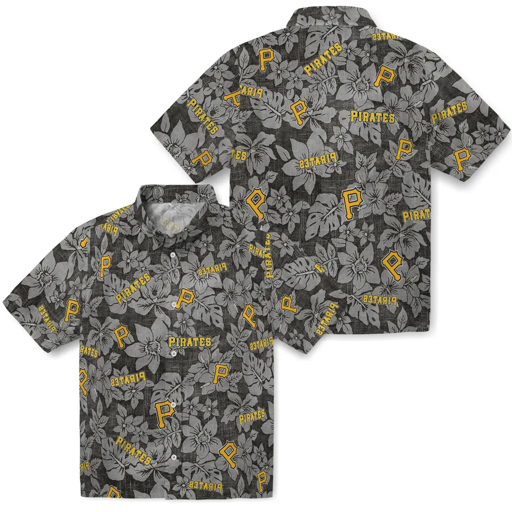 Pittsburgh Pirates Hawaiian Shirt - Hibiscus Oasis pittsburgh pirates hibiscus oasis black hawaiian shirts high quality