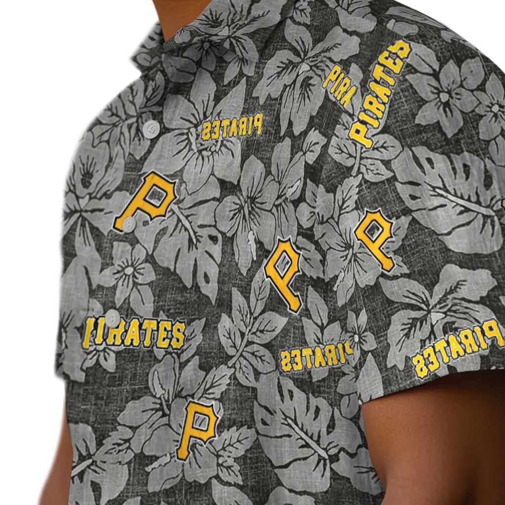 Pittsburgh Pirates Hawaiian Shirt - Hibiscus Oasis pittsburgh pirates hibiscus oasis black hawaiian shirts trendy