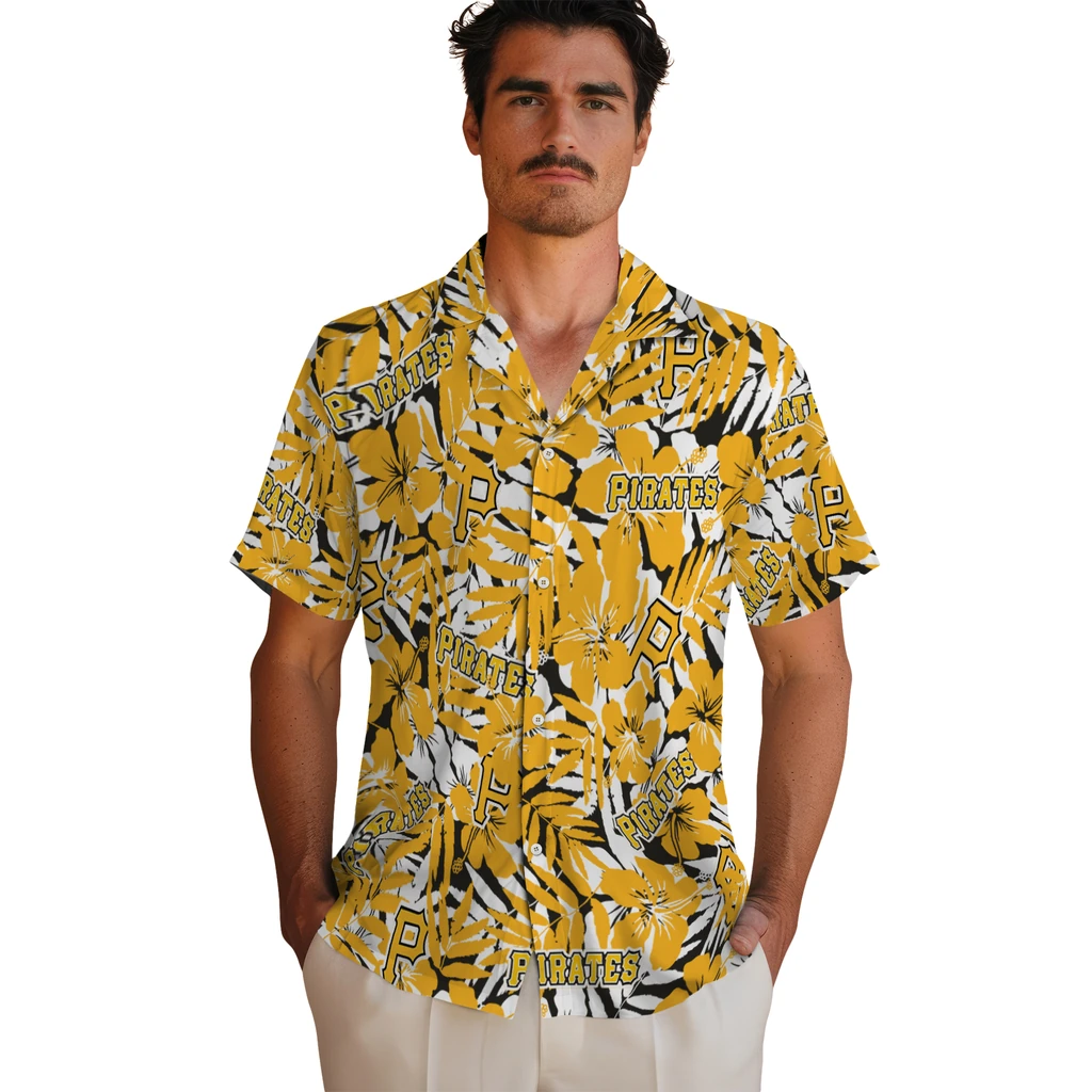 Pittsburgh Pirates Hawaiian Shirt - Hibiscus Overlay pittsburgh pirates hibiscus overlay hawaiian shirts fashion forward