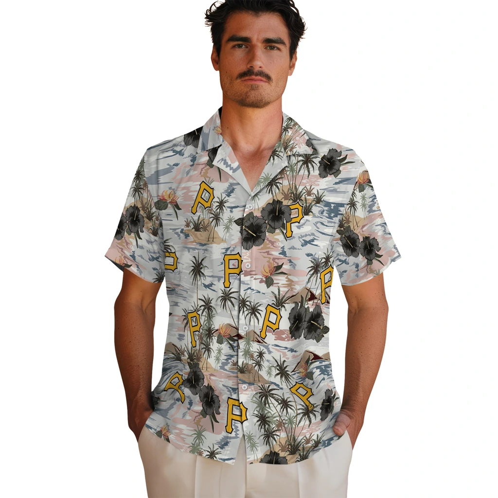 Pittsburgh Pirates Hawaiian Shirt - Hibiscus Seaside pittsburgh pirates hibiscus seaside white hawaiian shirts fashion forward