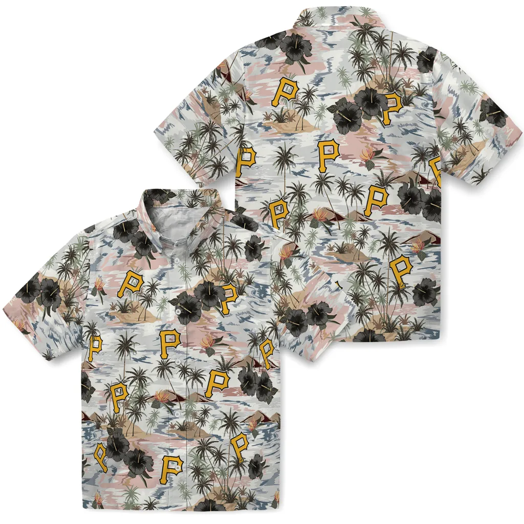 Pittsburgh Pirates Hawaiian Shirt - Hibiscus Seaside pittsburgh pirates hibiscus seaside white hawaiian shirts high quality