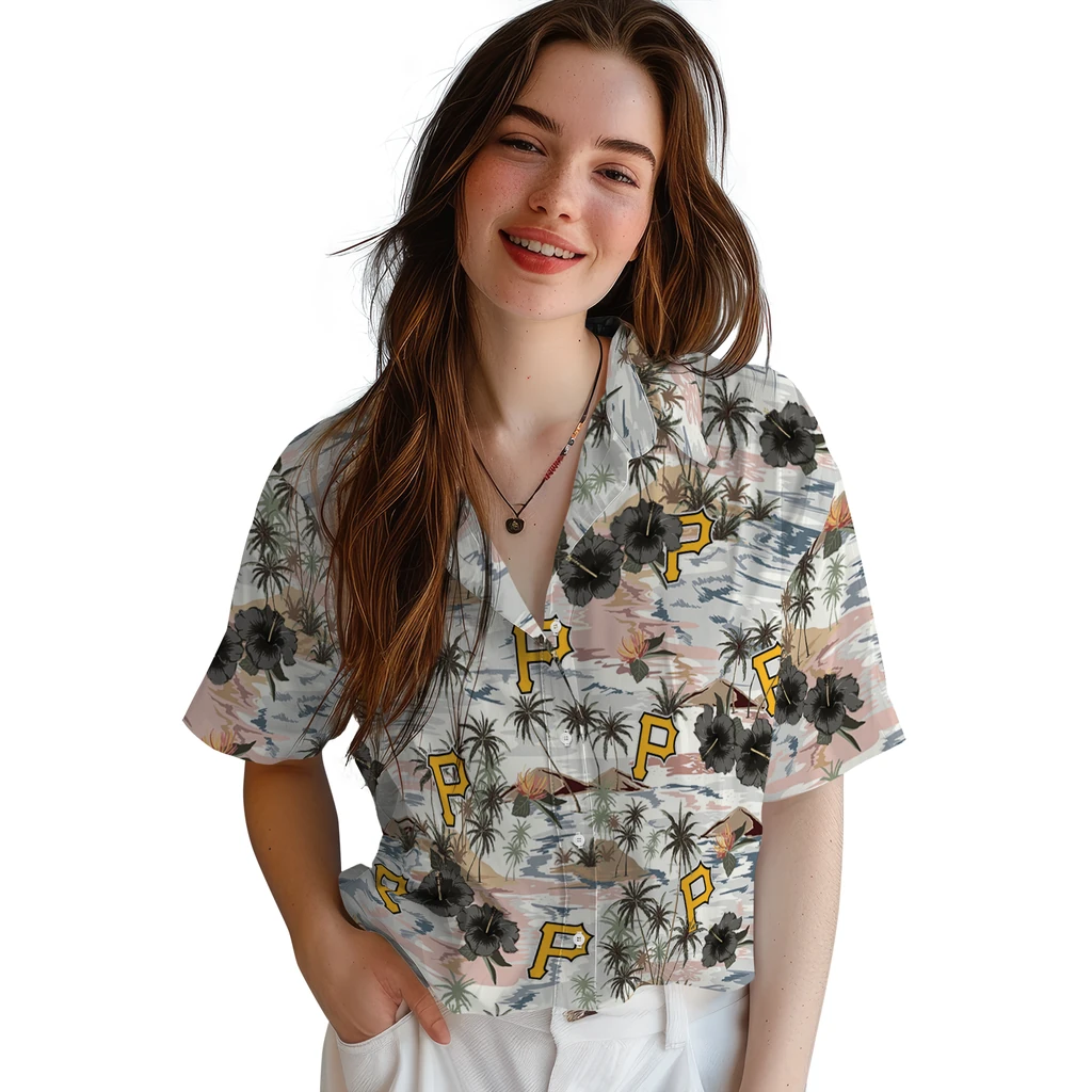 Pittsburgh Pirates Hawaiian Shirt - Hibiscus Seaside pittsburgh pirates hibiscus seaside white hawaiian shirts latest model