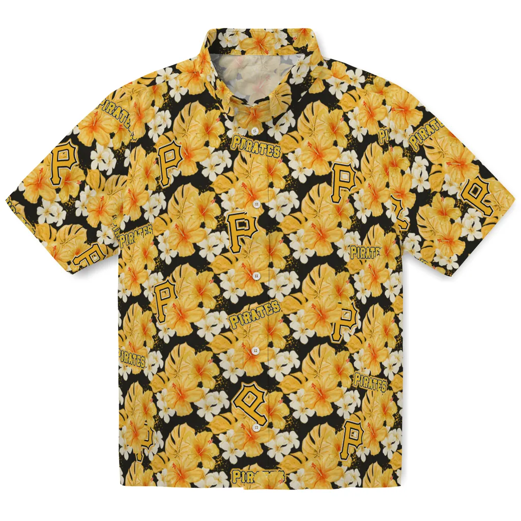 Pittsburgh Pirates Hawaiian Shirt - Hibiscus Tropics pittsburgh pirates hibiscus tropics black yellow hawaiian shirts best selling