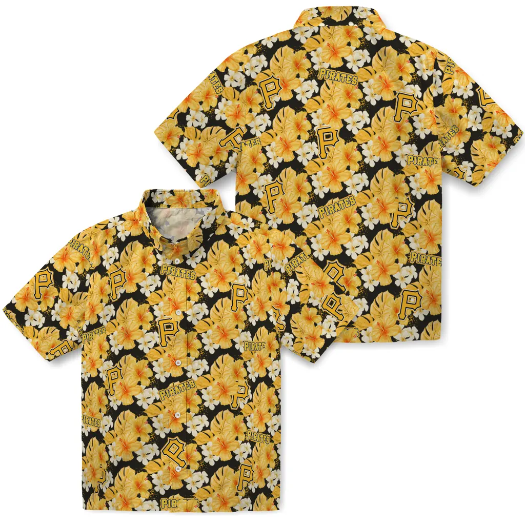 Pittsburgh Pirates Hawaiian Shirt - Hibiscus Tropics pittsburgh pirates hibiscus tropics black yellow hawaiian shirts high quality