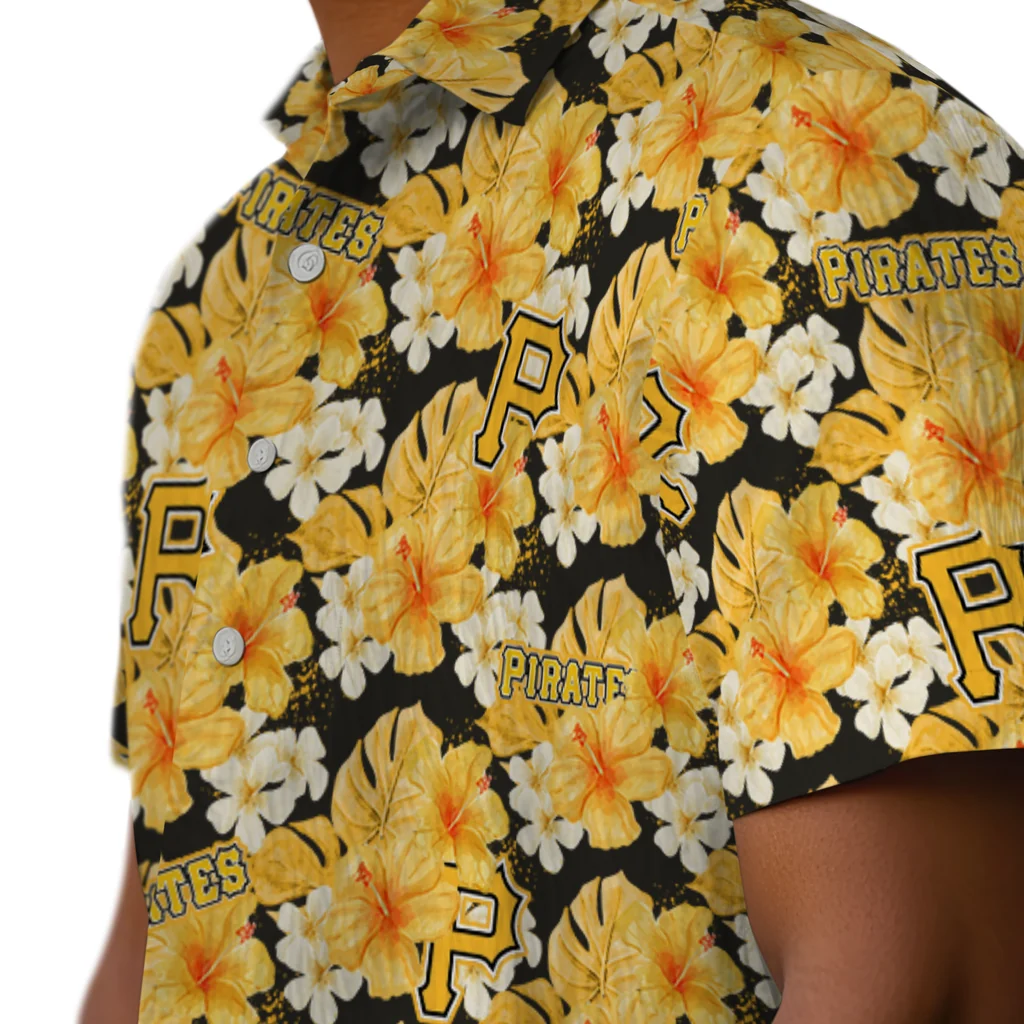Pittsburgh Pirates Hawaiian Shirt - Hibiscus Tropics pittsburgh pirates hibiscus tropics black yellow hawaiian shirts trendy