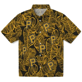 pittsburgh pirates leaf outline black hawaiian shirts best selling