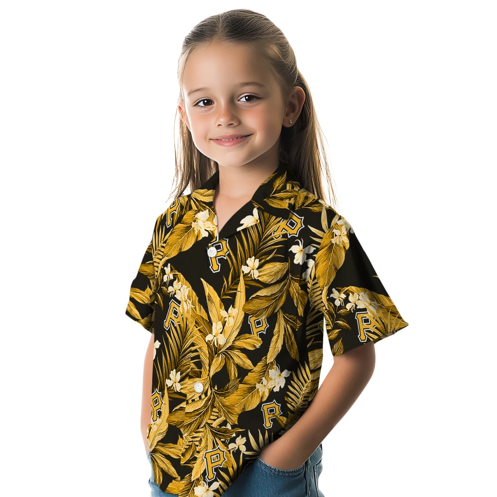Pittsburgh Pirates Hawaiian Shirt - Palm Leaves pittsburgh pirates palm leaves black hawaiian shirts premium grade