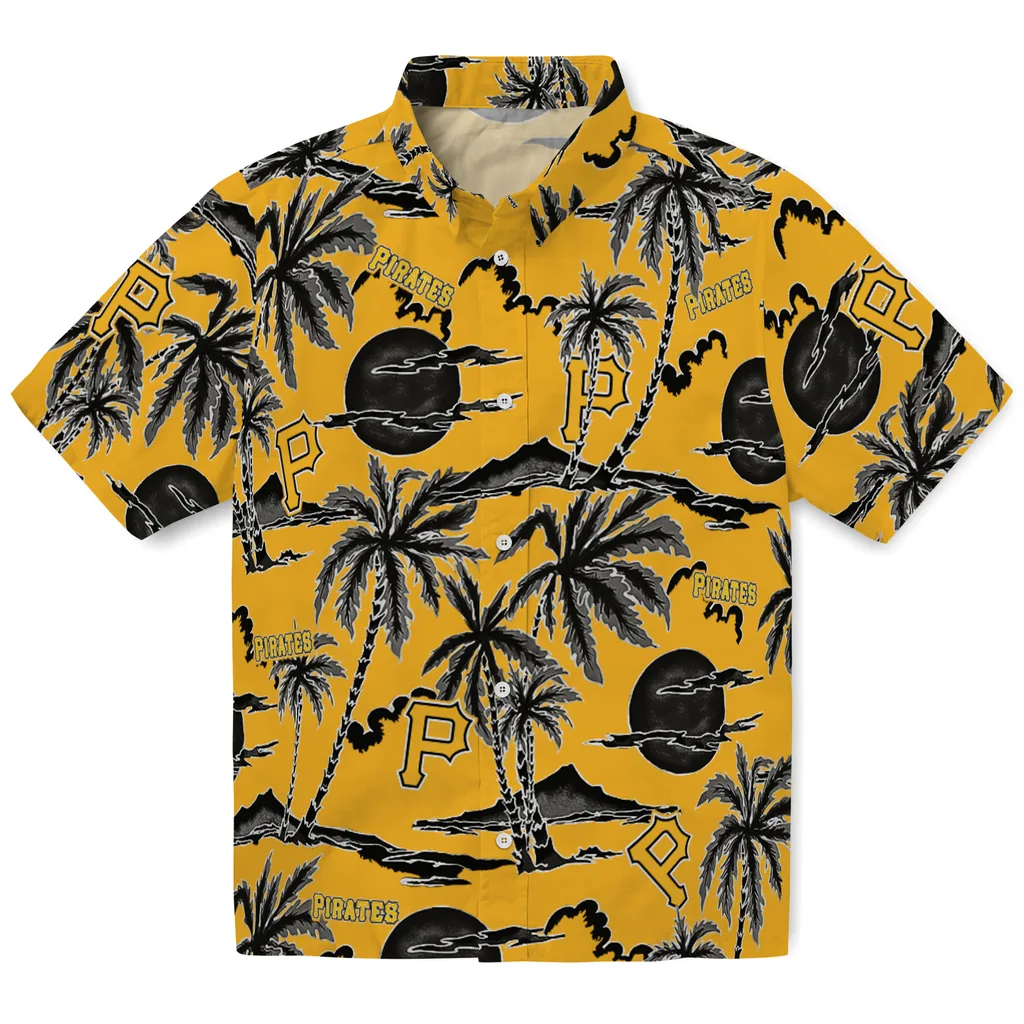 Pittsburgh Pirates Hawaiian Shirt - Palm Sunset pittsburgh pirates palm sunset hawaiian shirts best selling
