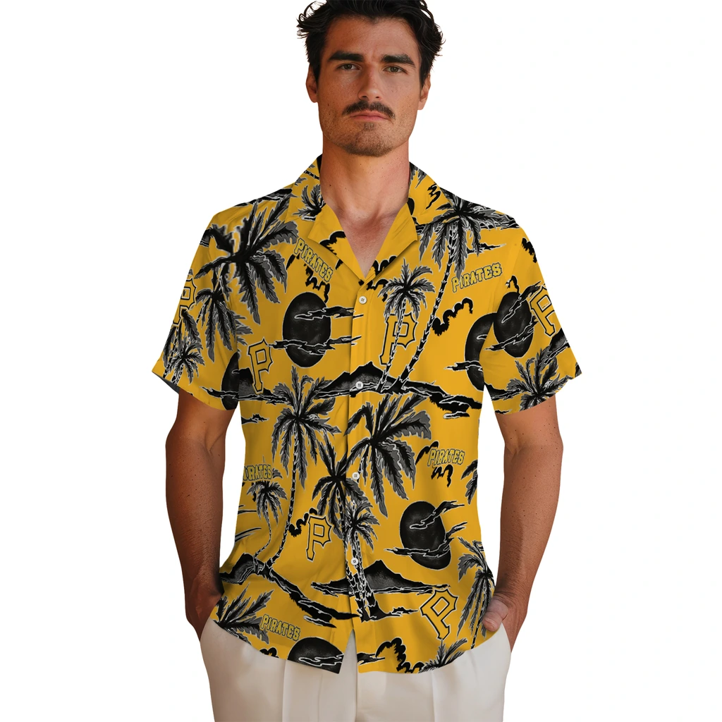 Pittsburgh Pirates Hawaiian Shirt - Palm Sunset pittsburgh pirates palm sunset hawaiian shirts fashion forward